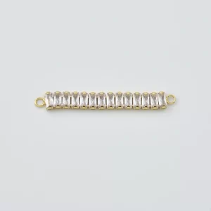 Gold Filled CZ Baguette Connector Bar, Pave Rectangle Link for DIY Necklace Bracelet Making, Minimalist Wedding Gift Jewelry Supply, CN507