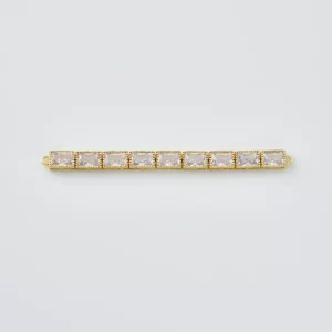 Gold Filled CZ Rectangle Connector Bar, Pave Baguette Link for DIY Necklace Bracelet Making, Elegant Wedding Gift Jewelry Supply, CN508