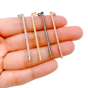 Bar Charm, CZ Micro Pave Bar Pendant, Cubic Zirconia Bar Pendant Charm, Bar Necklace, Bar Pendant, 45x3mm, CP231