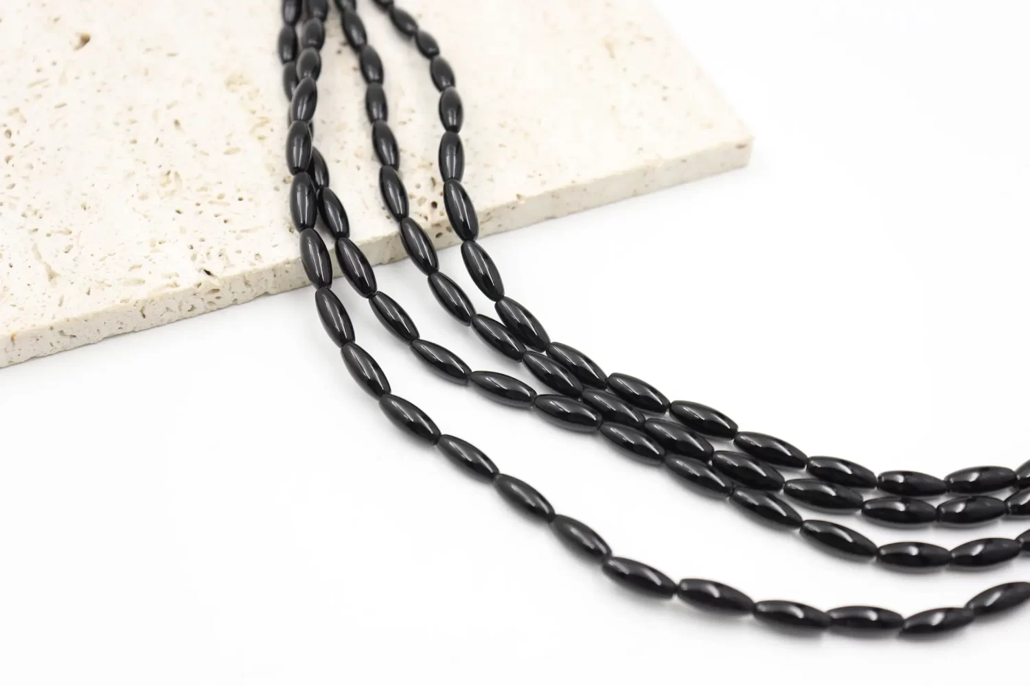 Black Onyx Rice Bead Strand 11x6mm Polished Oval Gemstone Beads for Jewelry Making GRN814 - Image 5
