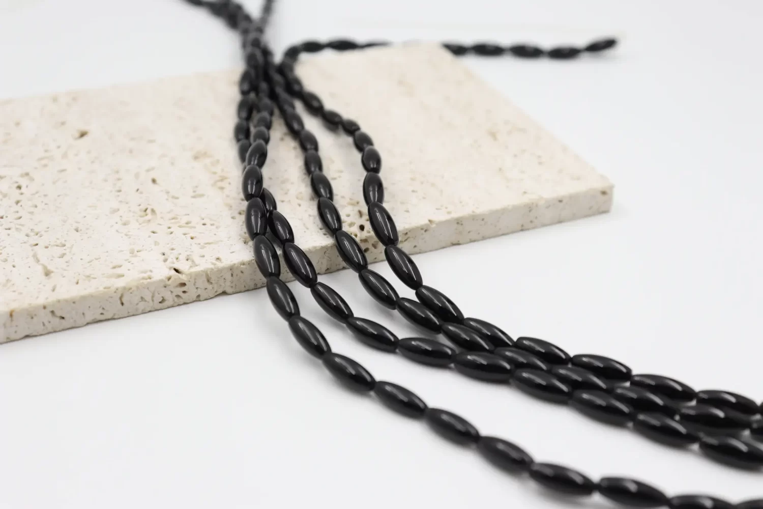 Black Onyx Rice Bead Strand 11x6mm Polished Oval Gemstone Beads for Jewelry Making GRN814 - Image 4