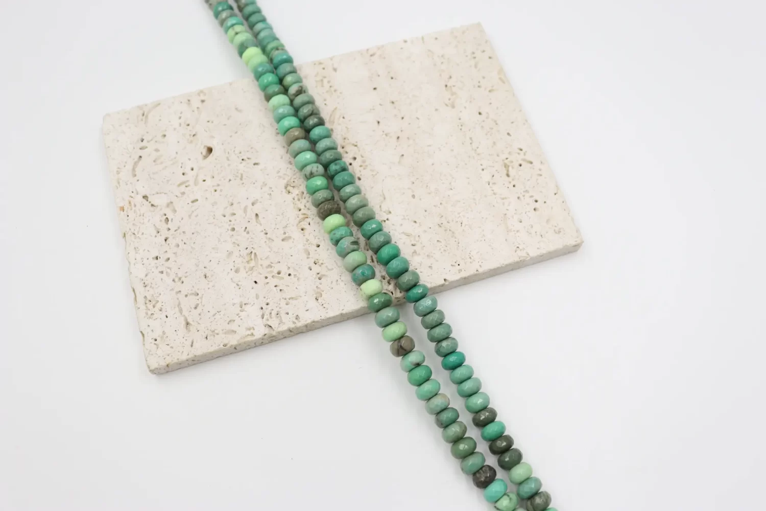Green Moss Opal Faceted Rondelle Bead Strand 8-14mm Graduated Jewelry Making Supplies GRN817 - Image 3