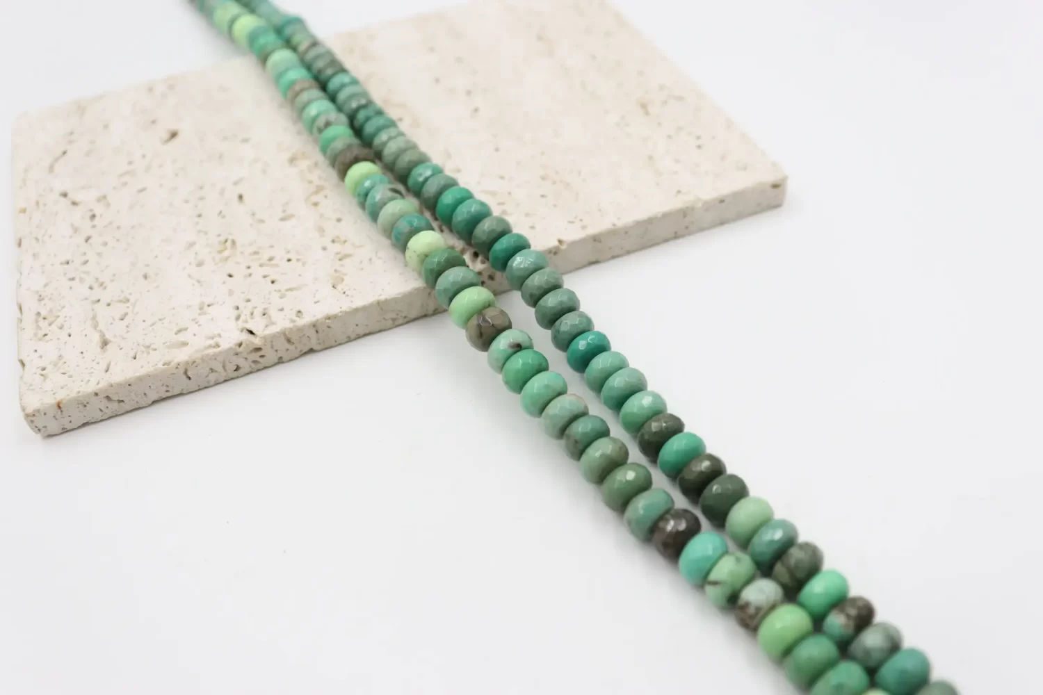 Green Moss Opal Faceted Rondelle Bead Strand 8-14mm Graduated Jewelry Making Supplies GRN817 - Image 2