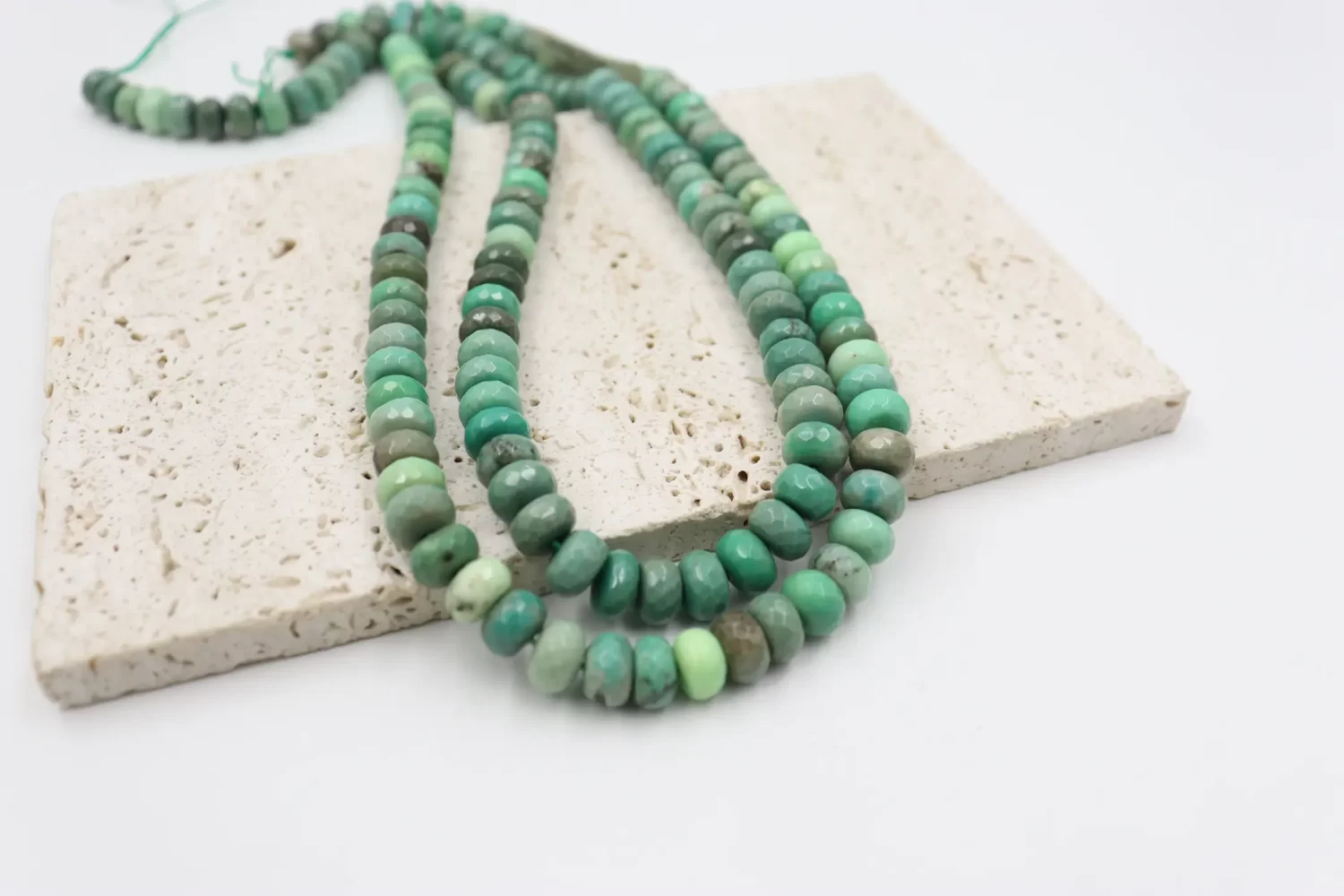 Green Moss Opal Faceted Rondelle Bead Strand 8-14mm Graduated Jewelry Making Supplies GRN817