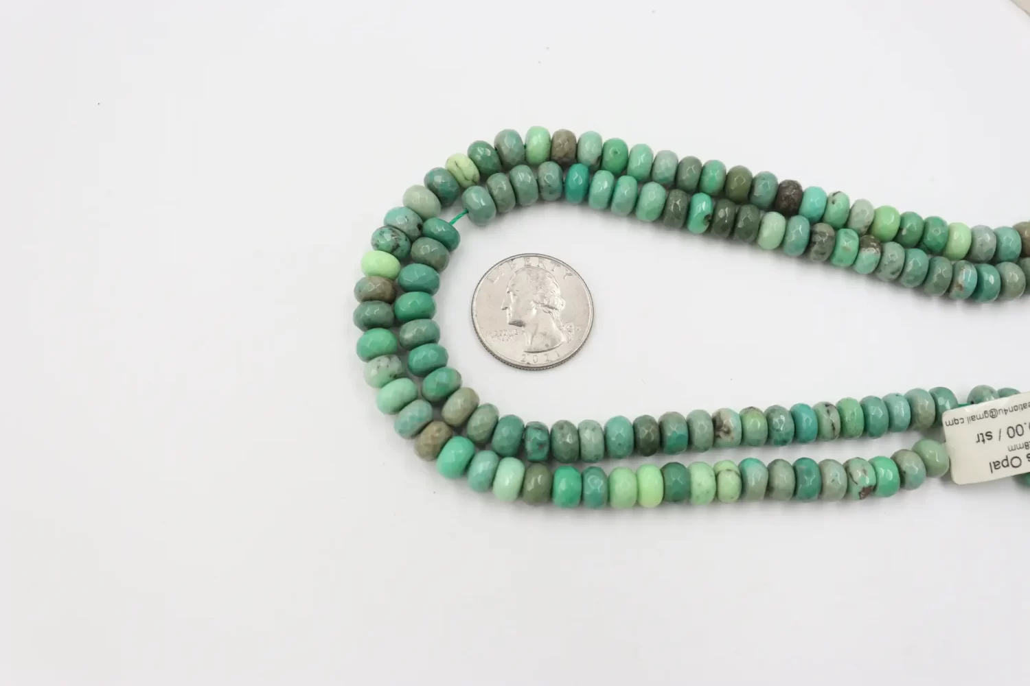 Green Moss Opal Faceted Rondelle Bead Strand 8-14mm Graduated Jewelry Making Supplies GRN817 - Image 4
