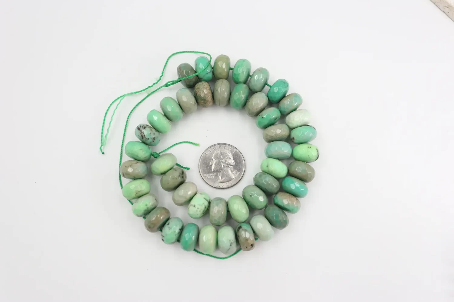 Green Moss Opal Faceted Rondelle Bead Strand 8-14mm Graduated Jewelry Making Supplies GRN817 - Image 7