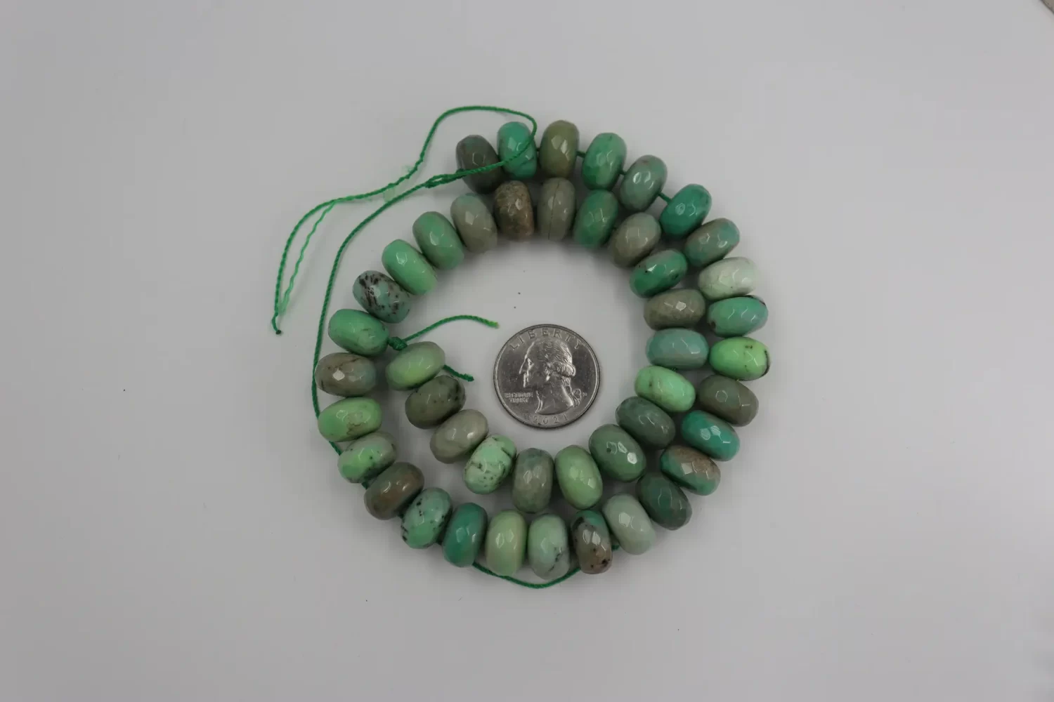 Green Moss Opal Faceted Rondelle Bead Strand 8-14mm Graduated Jewelry Making Supplies GRN817 - Image 6