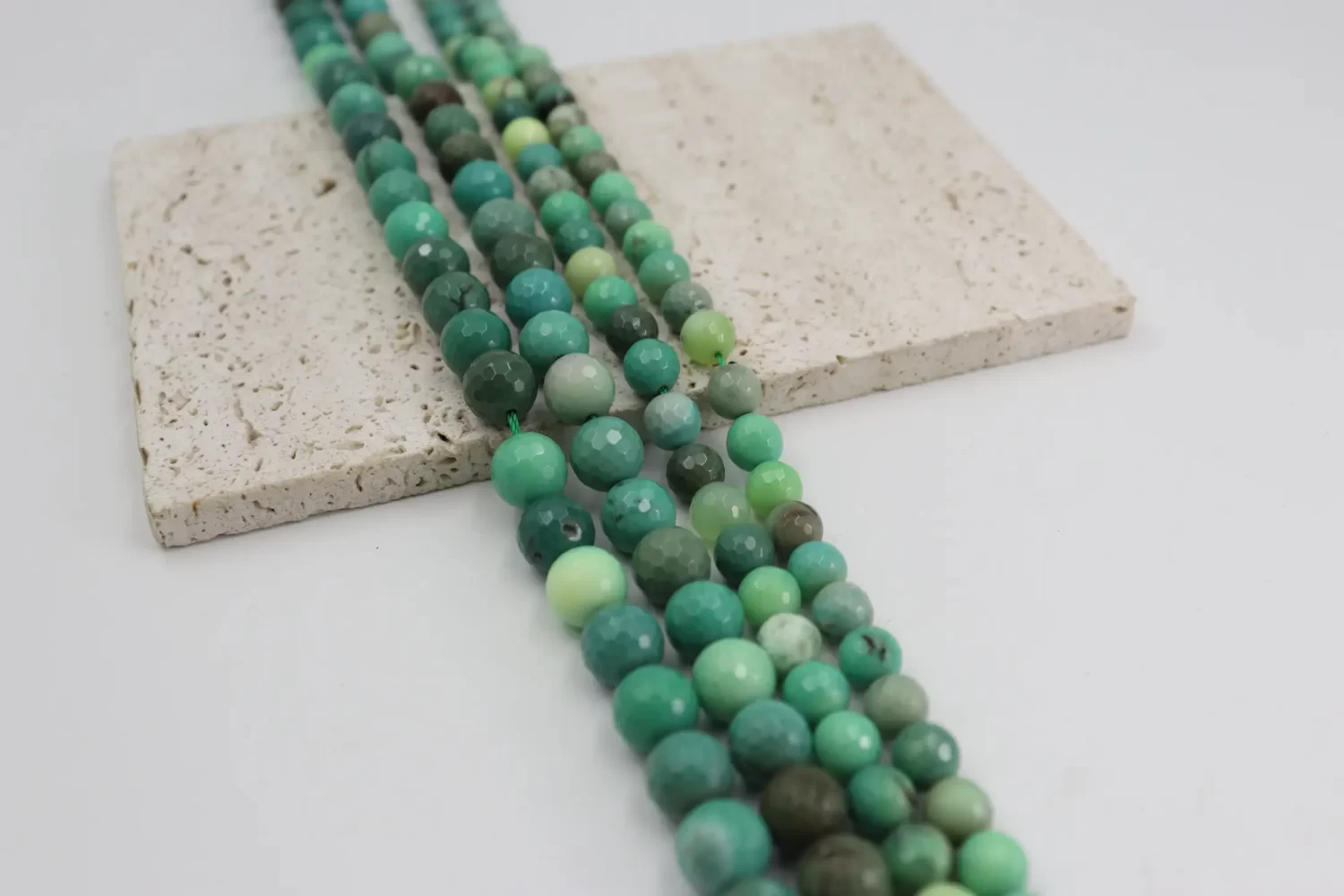 Moss Opal Faceted Round Beads Strand 15.5 Inch Green Gemstone Jewelry Making 6-14mm GRN818