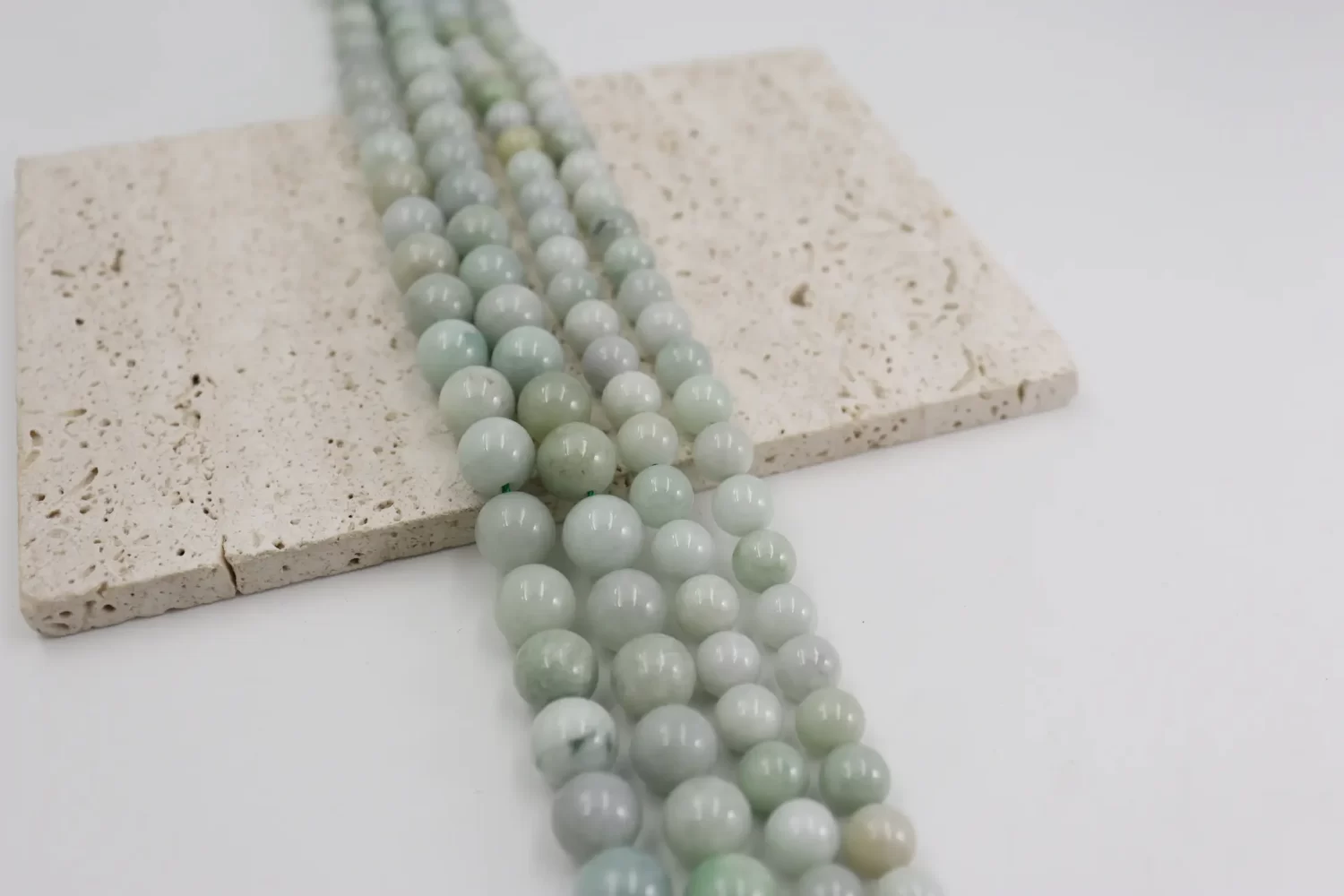 Old Jade Round Beads Strand 8mm or 10mm Pale Green Gemstone Jewelry Making Supplies GRN821