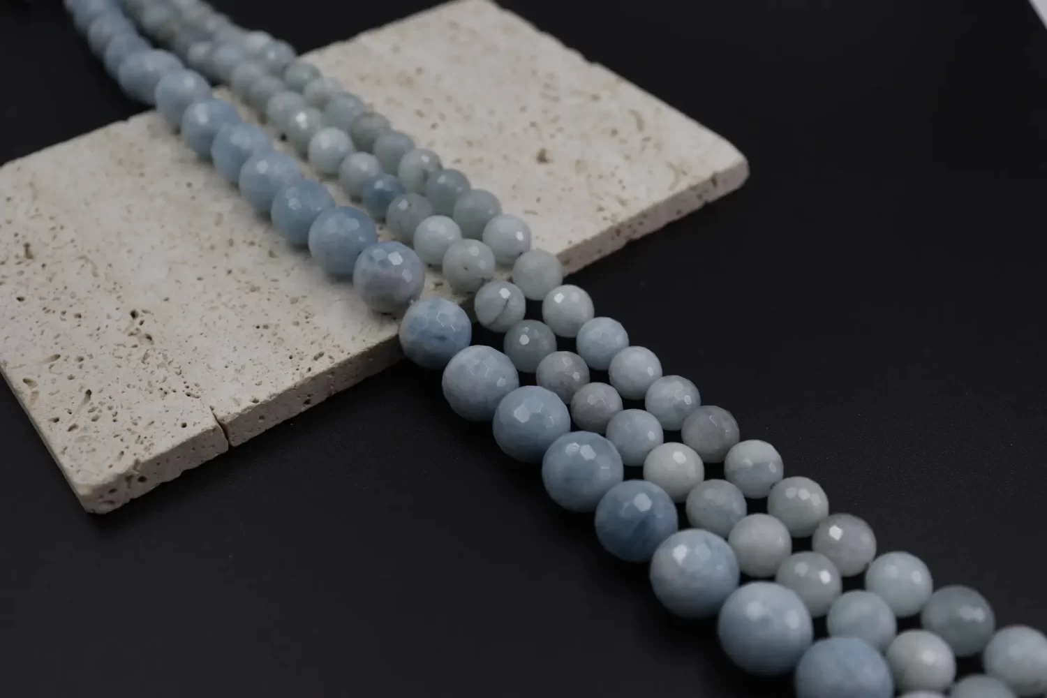 Aquamarine Round Bead Strand 15.5 Inch 9mm 12mm 13mm Blue Gemstone Supplies GRN824