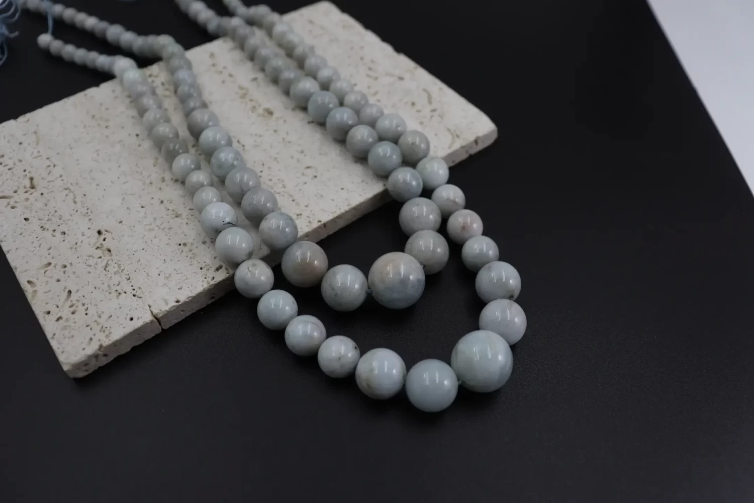 Mixed Size Natural Aquamarine Round Bead Strand 15.5 Inch 6-15mm Jewelry Making Gemstone GRN825