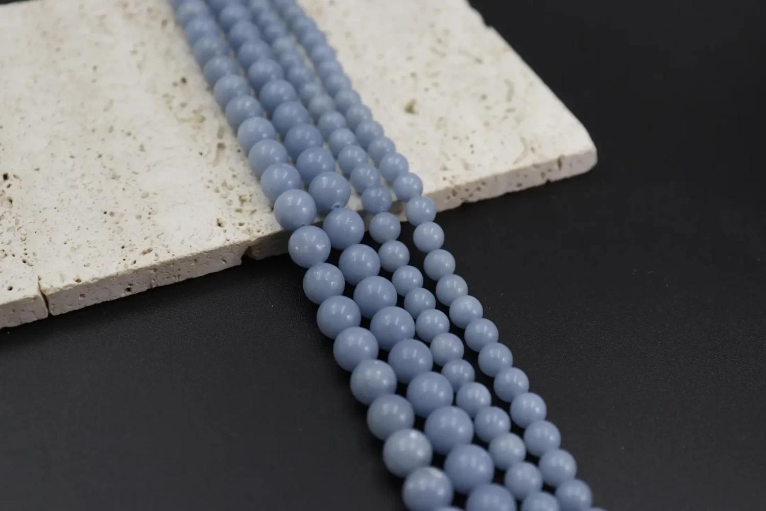 Angelite Round Beads Strand 15.5 Inch 4mm 6mm 8mm 10mm Blue Jewelry Making GRN826