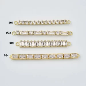 Gold Filled CZ Connector Bar, Teardrop Baguette Rectangle Link Bundle for DIY Necklace Bracelet Making, Wedding Gift Jewelry Supply, Lot019