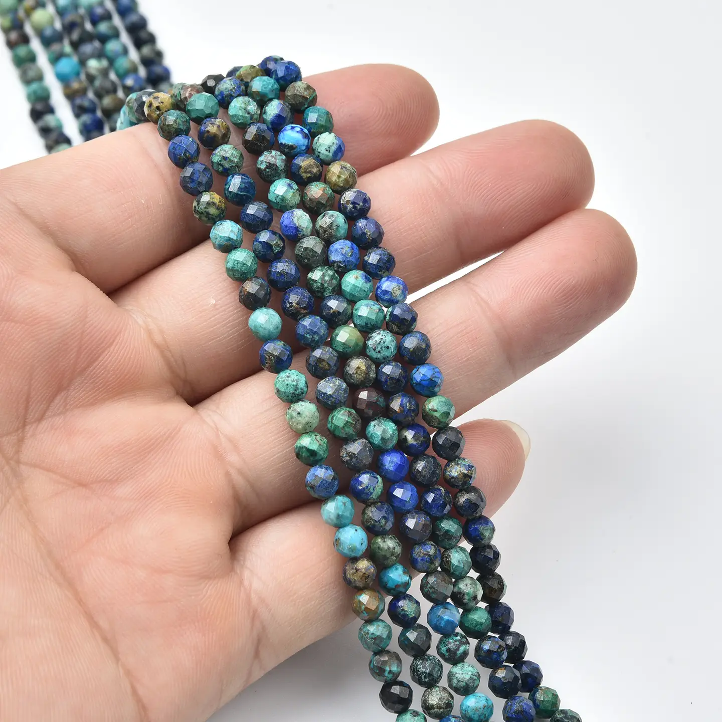Chrysocolla Faceted 4mm Micro Round Beads Strand, Natural Blue Green Gemstone for Jewelry Making PRP1161 - Image 2
