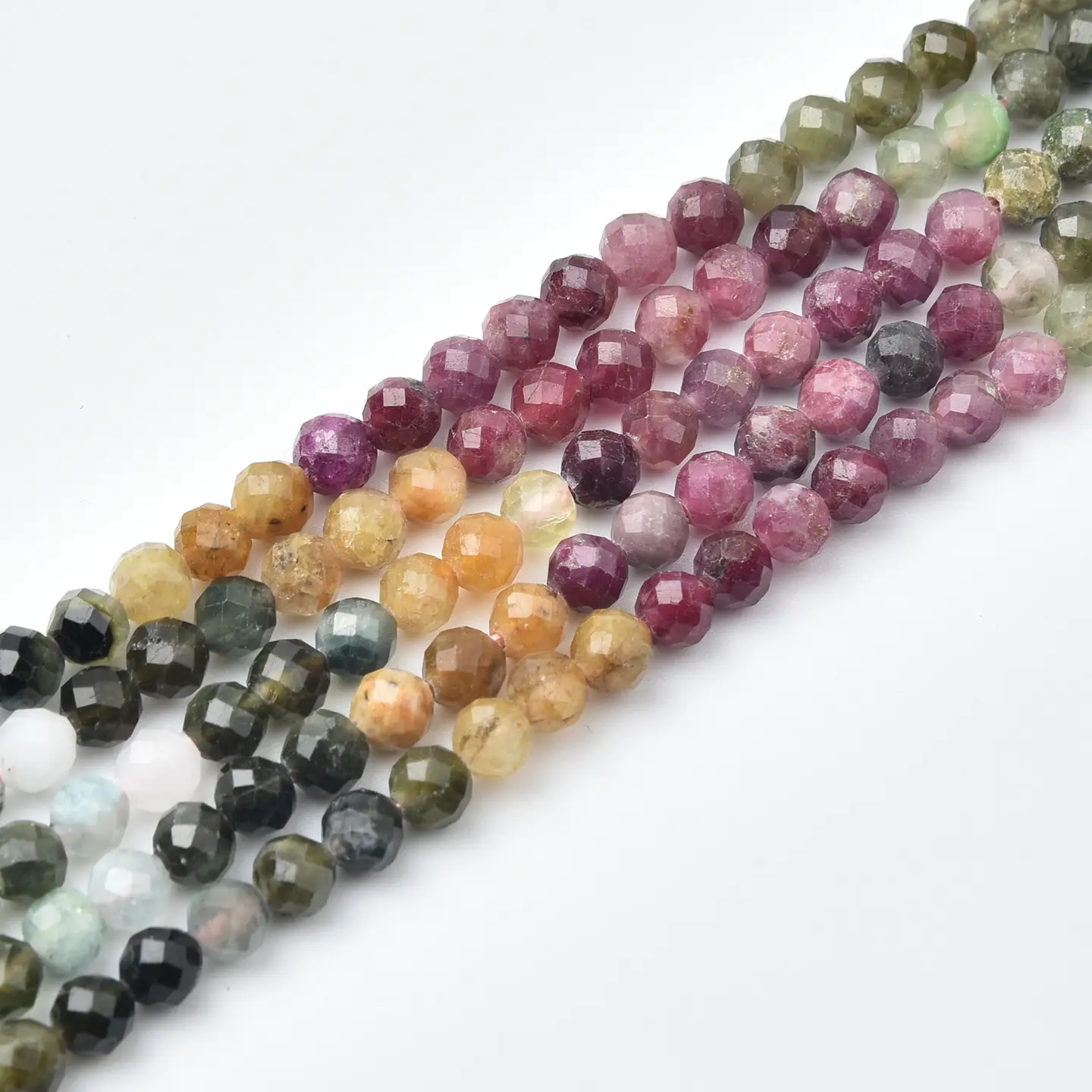 Tourmaline 4mm Faceted Round Beads Strand, Watermelon Multicolor Gemstones for Bracelet Necklace Making PRP1164 - Image 3
