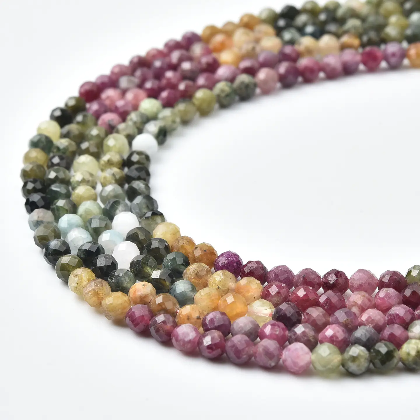Tourmaline 4mm Faceted Round Beads Strand, Watermelon Multicolor Gemstones for Bracelet Necklace Making PRP1164