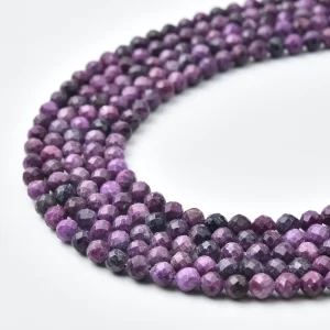 Charoite 4mm Faceted Round Beads Strand, Purple Natural Gemstone Micro Beads for Jewelry Making PRP1165