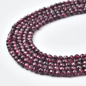 Garnet 4mm Faceted Round Beads Strand, Deep Wine Red Natural Gemstone for Jewelry Making PRP1167