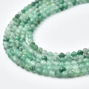 Emerald 4mm Faceted Round Beads Strand, Natural Green Gemstone Micro Beads for Jewelry Making PRP1174