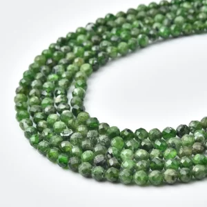 Chrome Diopside 4mm Faceted Round Beads Strand, Vivid Forest Green Gemstone for Jewelry Making PRP1175