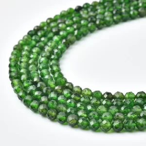 Chrome Diopside 4mm Faceted Round Beads Strand, Emerald Green Micro Gemstones for Bracelet Necklace Making PRP1177