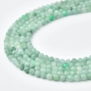 Jade 4mm Faceted Round Beads Strand, Soft Mint Green Natural Gemstone Micro Beads for Jewelry PRP1179