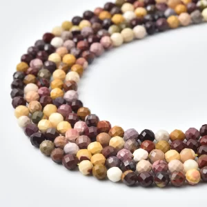 Mookaite 4mm Faceted Round Beads Strand, Multicolor Earth Tone Jasper Micro Beads for Jewelry Making PRP1180