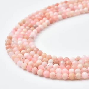 Pink Opal 4mm Faceted Round Beads Strand, Soft Peachy Pastel Gemstone Beads for Jewelry Making PRP1186