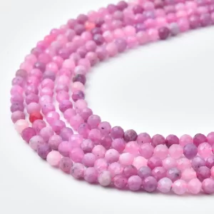 Pink Tourmaline Faceted 4mm Micro Round Beads Strand, AAA Natural Gemstone, Jewelry Making Supplies PRP1188