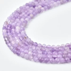 Light Amethyst Faceted 4mm Micro Round Beads Strand, AAA Natural Gemstone, Jewelry Making Supplies PRP1189
