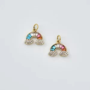 Stainless Steel Rainbow Charm, Colorful CZ Cloud Pendant for DIY Jewelry Making Necklace Bracelet Charm Supply, Cute Rainbow Charm, SCP235