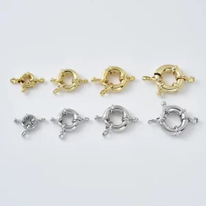 Gold Filled Round Spring Clasp Connector, Push Gate Clasp for DIY Necklace Bracelet Jewelry Making Supplies Secure Closure Findings, CL445