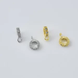 Gold Filled CZ Circle Clasp, Round Spring Clasp for DIY Jewelry Making Bracelet Necklace Supplies, Dainty Connector Clasp Bulk, CL618
