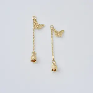 Gold Filled Butterfly Clasp with Chain, Flower Charm Clasp for DIY Jewelry Making Bracelet Necklace Supplies, Minimalist Clasp Bulk, CL619