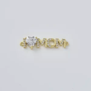 Gold Filled MOM Connector Charm with Heart CZ, Dainty Love Pendant for DIY Necklace Bracelet Jewelry Making Supplies, Gift for Mom, CN514