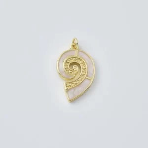Gold Filled Spiral Shell Pendant Charm, Enamel Swirl Nautilus Charm for DIY Necklace Bracelet Jewelry Making Supplies Beach Style, CP2435