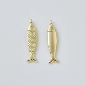 Gold Filled Fish Charm Pendant, Double Sided Fish Connector for DIY Necklace Bracelet Jewelry Making Supplies Ocean Sea Life Charm, CP2442