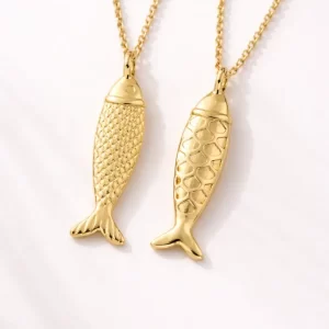 Gold Filled Fish Charm Pendant, Double Sided Fish Connector for DIY Necklace Bracelet Jewelry Making Supplies Ocean Sea Life Charm, CP2443
