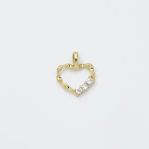 Gold Filled Open Heart Charm Pendant, CZ Accent Minimalist Love Connector for DIY Necklace Bracelet Jewelry Making Supplies, CP2446