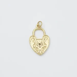Gold Filled Heart Lock Charm Pendant, Vintage Keyhole Love Charm Connector for DIY Necklace Bracelet Jewelry Making Supplies, CP2447