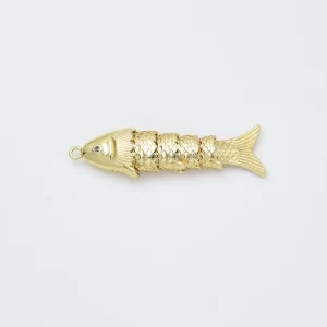 Gold Filled Fish Charm Pendant, Movable Jointed Fish Connector CZ Eye Nautical Charm for DIY Necklace Bracelet Jewelry Making, CP2448