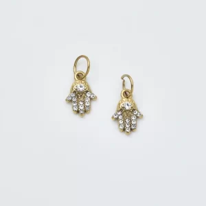 Stainless Steel Hamsa Hand Charm, Gold Rhinestone Protection Pendant for Necklace Bracelet DIY Jewelry Supply, Evil Eye Charm Gift, SCP239
