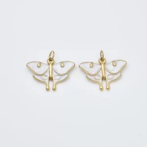 Stainless Steel Enamel Butterfly Charm, Gold White Butterfly Pendant for Necklace Bracelet DIY Jewelry Supply, Nature Charm Gift, SCP240