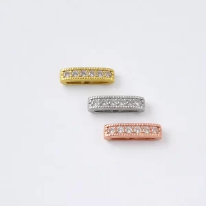Gold Filled CZ Bar Spacer Bead, Dainty Crystal Connector for Bracelet Necklace Jewelry Making Supplies Minimalist Charm, SP015