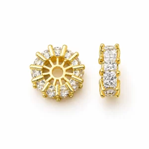 Gold Filled CZ Spacer Beads, Crystal Rondelle Beads for DIY Jewelry Making Bracelet Necklace Supplies, Dainty Sparkle Bead Bulk, SP105