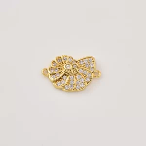 Gold Filled Shell Connector Charm, Cubic Zirconia Seashell Jewelry, Ocean Inspired Connector, Gift for Women, Jewelry Making, CN516