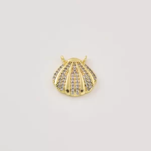 Gold Filled Seashell Connector Charm, CZ Crystal Ocean Jewelry, Beach Inspired DIY Jewelry Making, Summer Gift for Women, CN518