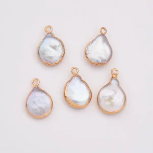 Gold Filled Freshwater Pearl Baroque Teardrop Charm, Natural Shell Pendant for Necklace, Bracelet Jewelry Making Supplies, Gift, CP2148 #01