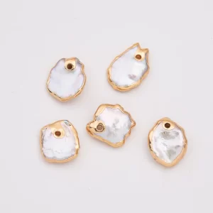 Gold Filled Freshwater Baroque Pearl Charm, Teardrop Shell Pendant for Necklace, Bracelet Jewelry Making Supplies, Gift for Her, CP2148 #02