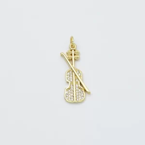 Gold Filled Violin Pendant Charm, Musical Instrument Jewelry, Gift for Musicians, Gold Music Charm, Violin Necklace, CP2454